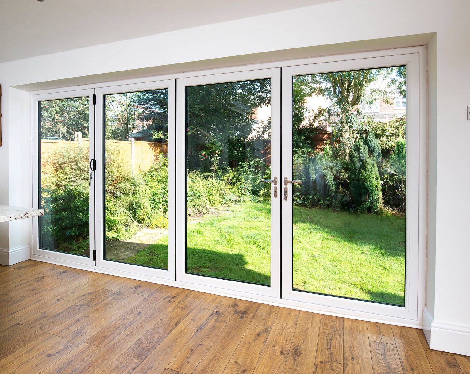 White uPVC bifold doors