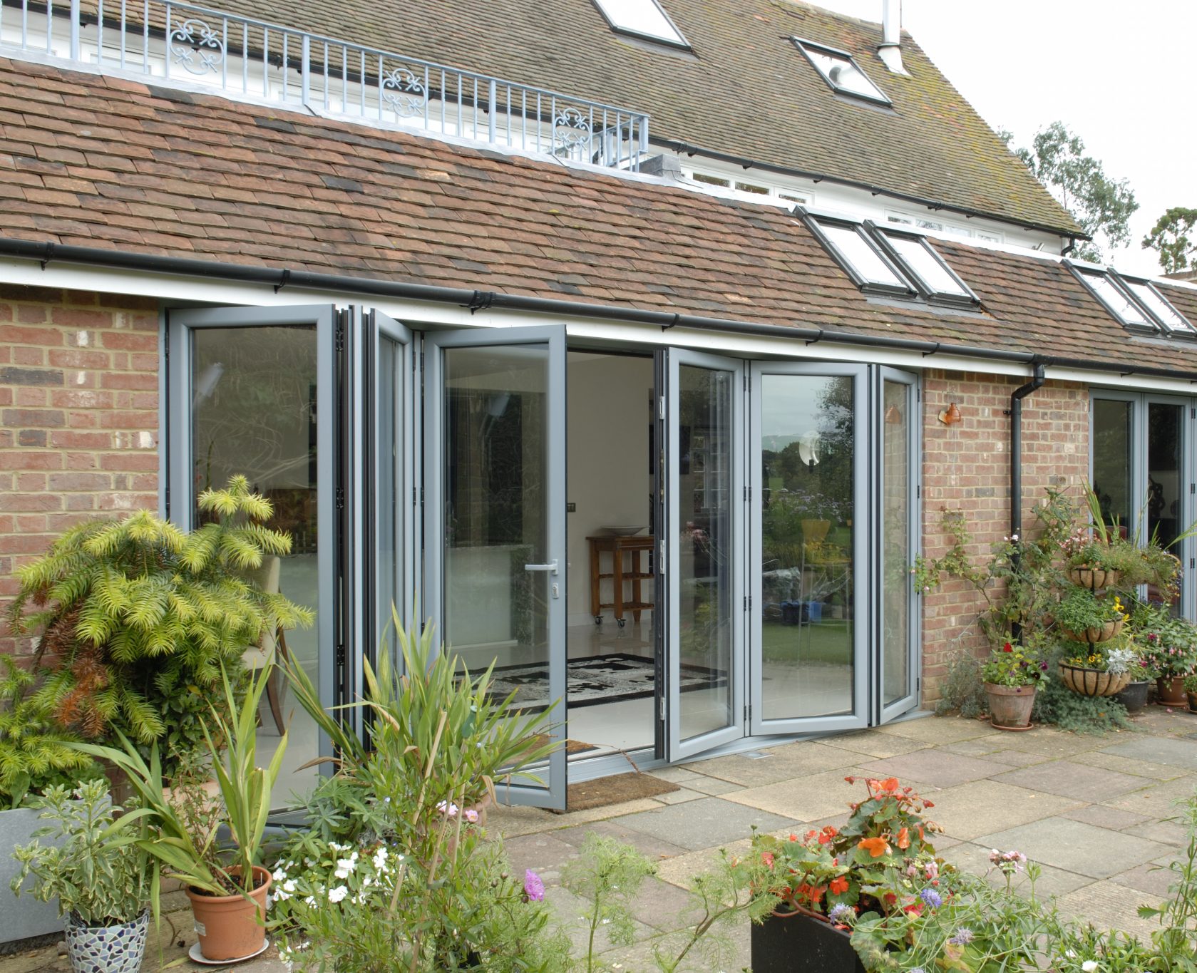 Grey Bi-fold Doors looking out to garden